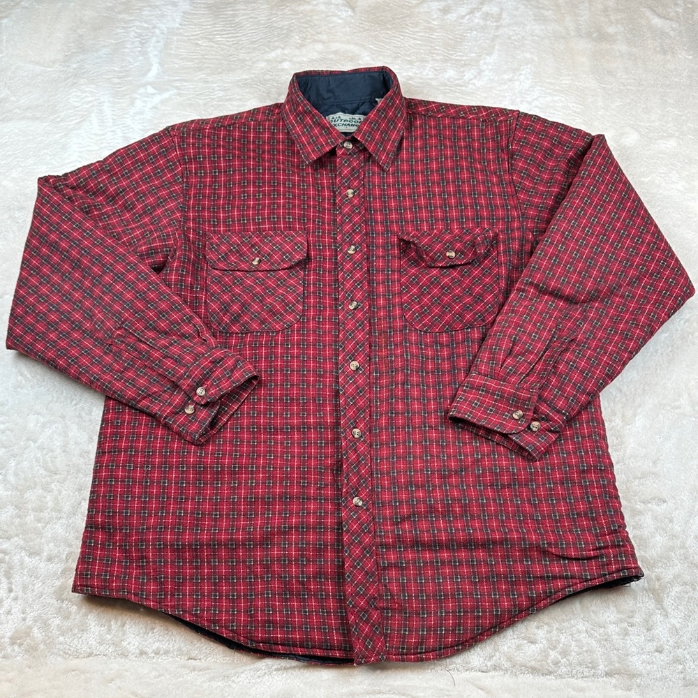 Men's Red Plaid Quilted Puffer Jacket